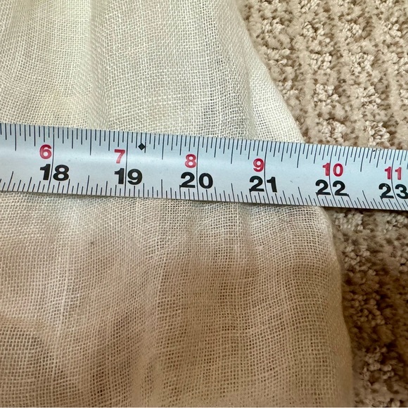 ANTHROPOLOGIE cream, linen, crocheted top with pom poms is lined and lovely. - Picture 14 of 16